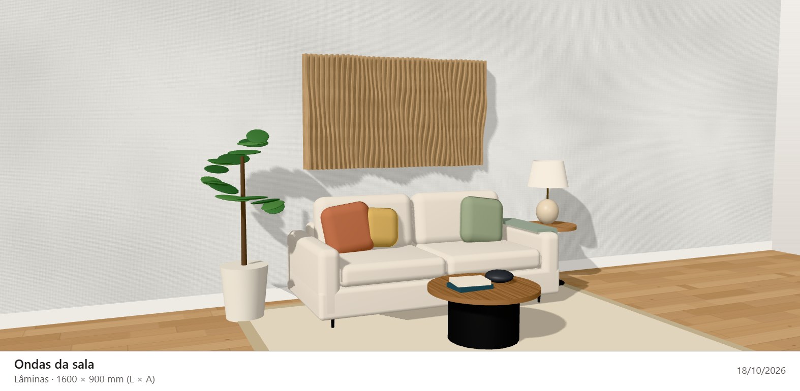 Ondas da sala: painel ripado em ondas