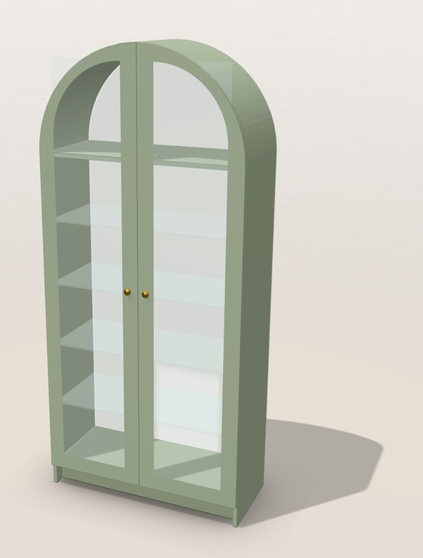Cristaleira em Arco com MDF curvado e LED