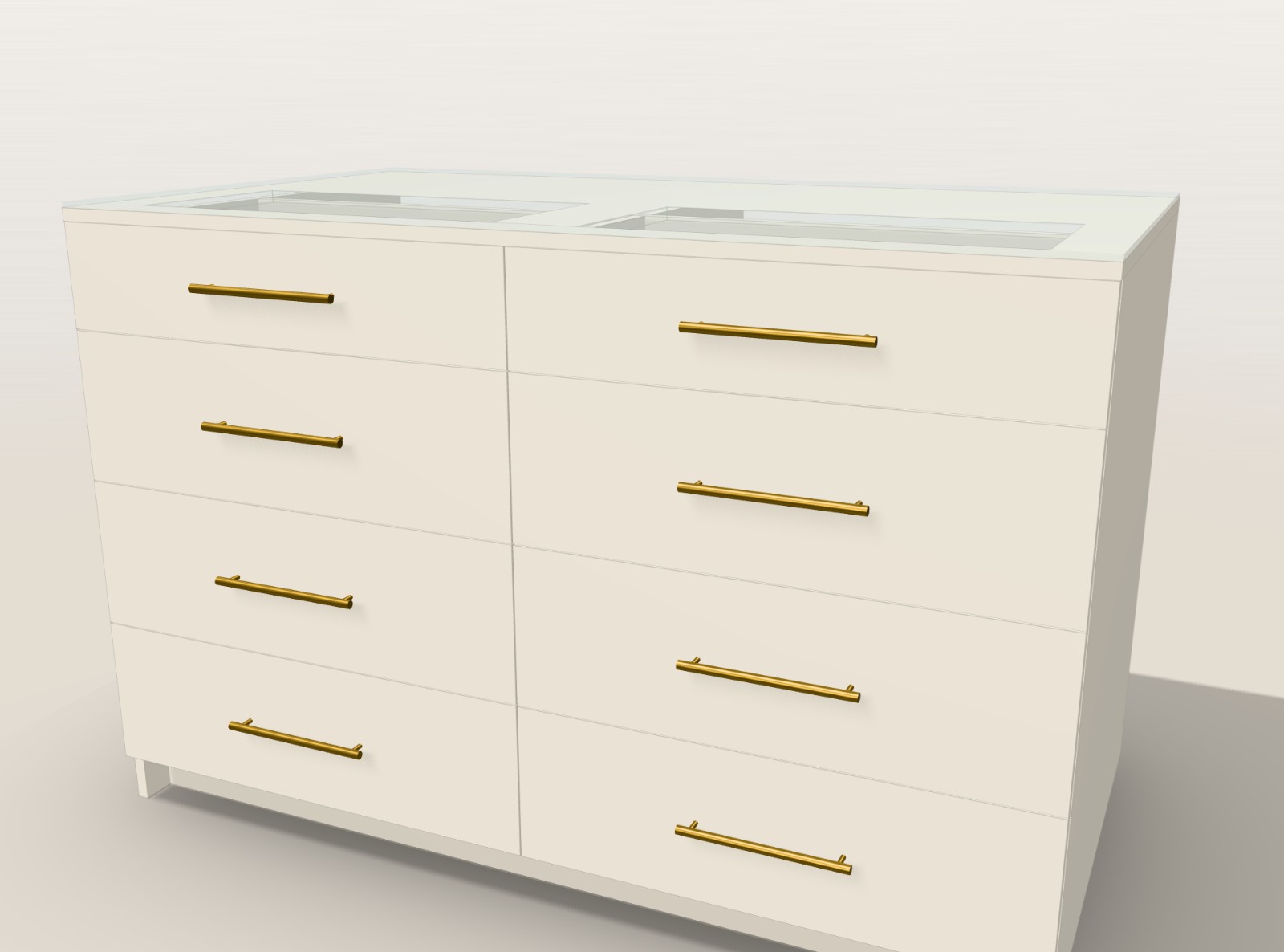 Ilha de Closet Joalheria com vitrine de vidro